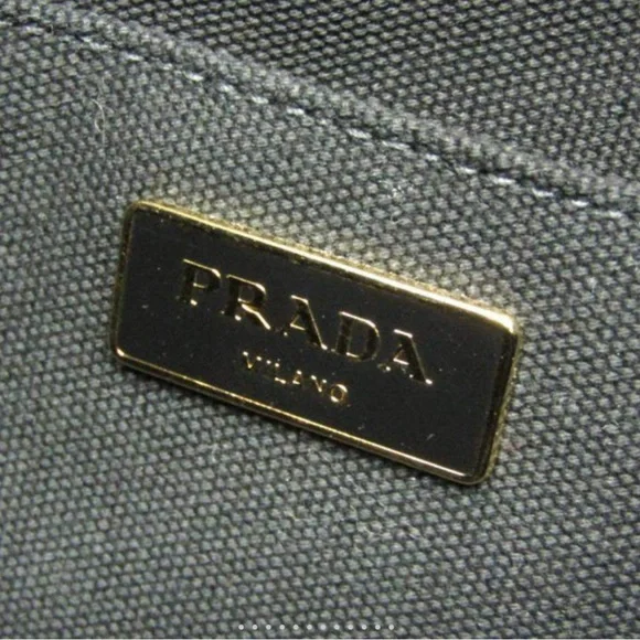 Prada Canapa Black Tote with front Embroidered Brand Logo w/  Authenticity card - Picture 9 of 16